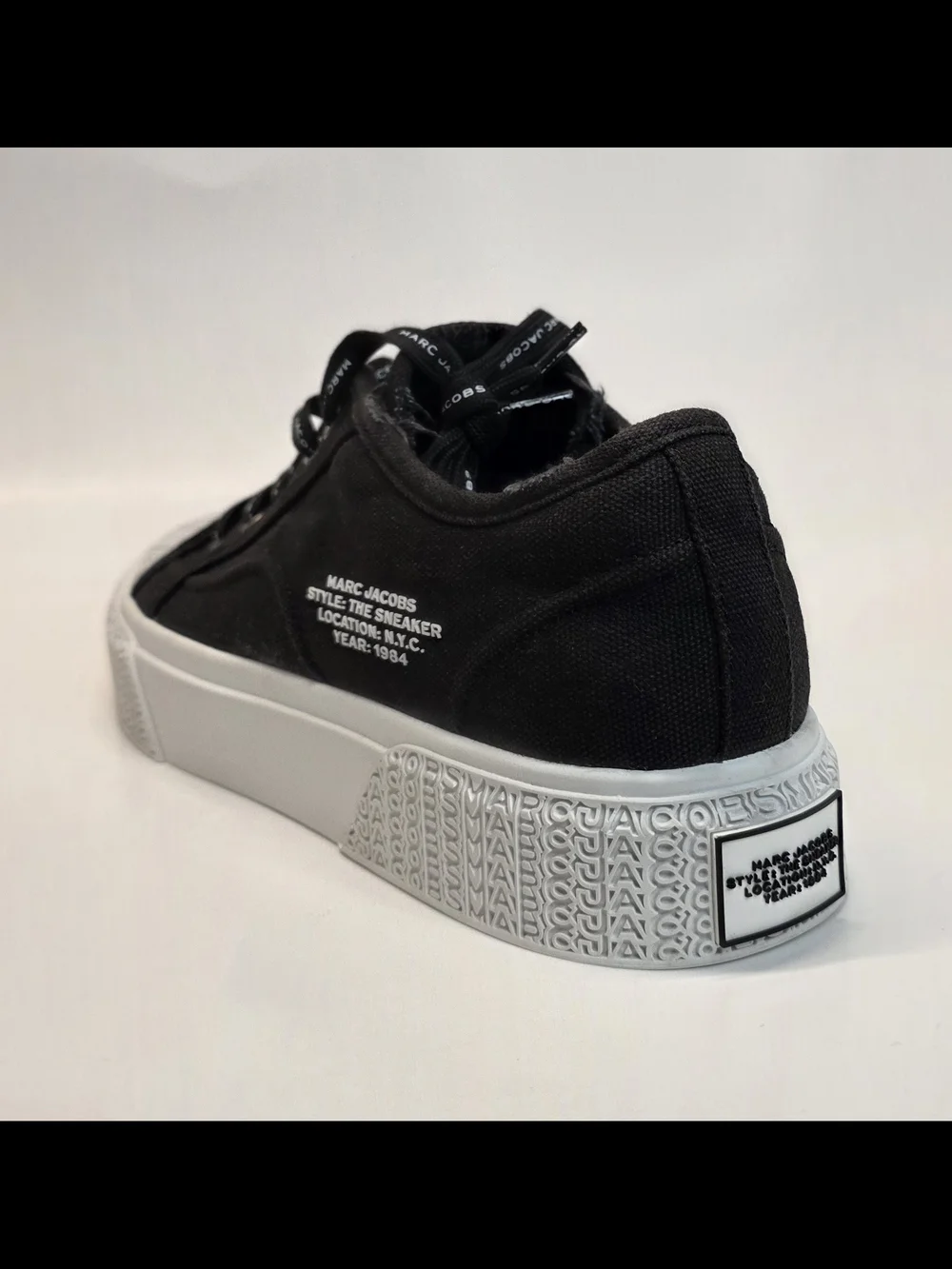 Marc Jacobs Black White  Canvas Sneakers  Lace Up Designer Shoes Men's 43 US 10